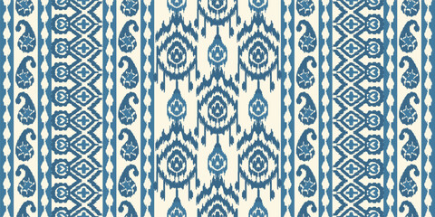 Abstract ethnic ikat background. Ethnic seamless pattern in tribal. Fabric Mexican style. Design for wallpaper, vector illustration, fabric, clothing, carpet, textile, batik, embroidery. © supachai