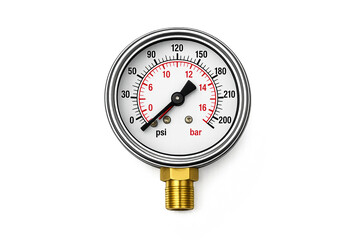 Realistic pressure gauge with dual scale display in psi and bar