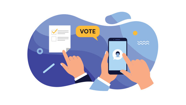 Hands holding a smartphone and a paper ballot for digital and traditional voting during election season in a democratic society.