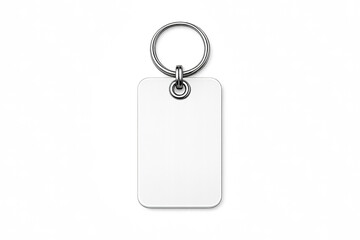 Fototapeta premium Minimalist blank keychain tag on gradient background with metallic ring