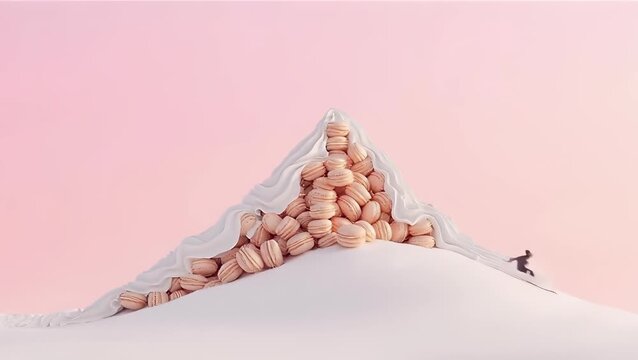Sweet Delights: A Mountain of Macarons and Whipped Cream