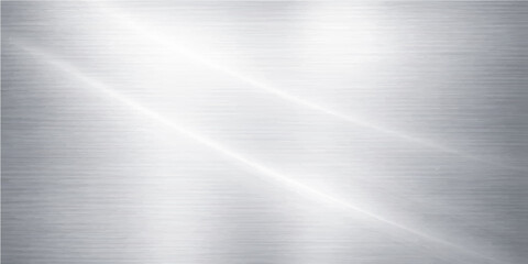 Polished silver brushed metal texture background featuring a shiny stainless steel plate pattern with light grey metallic reflections on a smooth aluminum surface material