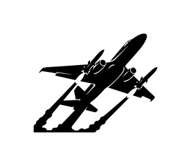Black Jet Aircraft Vector Silhouette