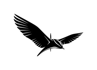 Fototapeta premium Black Silhouette Vector of Bird in Flight