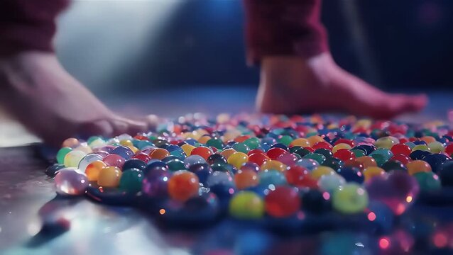 Colorful Orbeez Sensory Experience with Colorful Water Beads on Floor