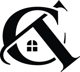 Letter CT or TC home logo
