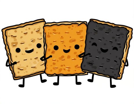 Tres galletas animadas bailando con m&uacute;sica.