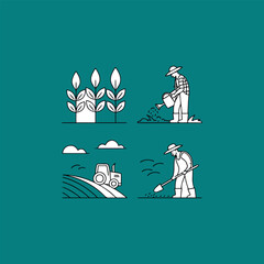 Agriculture line icon set. Includes agriculture, seedling plants, plant care, harvest. Editable stroke. 