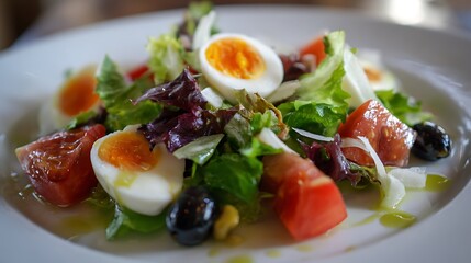 Healthy Cobb Salad Bowl with Eggs and Veggies / 卵と野菜のヘルシーなコブサラダ