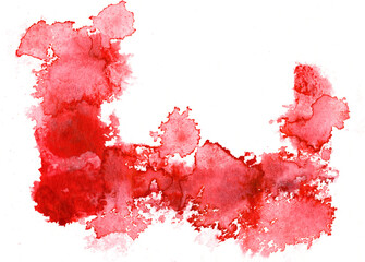 authentisches Aquarell roter Farbfleck mit Textfreiraum