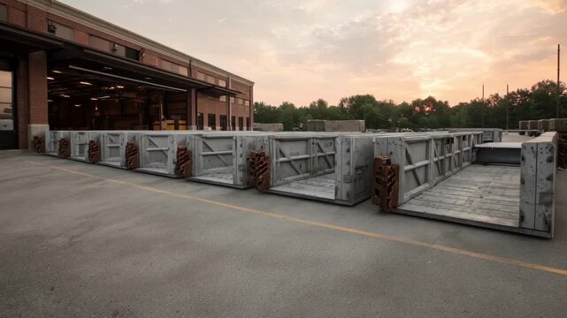 Military blastresistant facility showcasing heavyduty barriers and shockabsorbing materials engineered to withstand highimpact blasts in a secure compound.