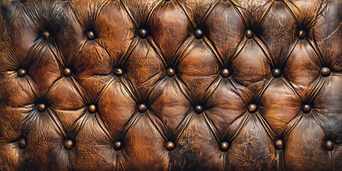 Fototapeta premium Elegant Brown Leather Tufted Upholstery Texture for Timeless Classic Interior Design Backdrops