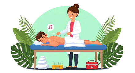 Fototapeta premium Acupuncture Therapy Session Traditional Chinese Medicine Wellness