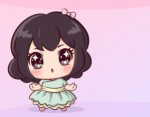 Fototapeta premium cartoon girl with blinking eyes