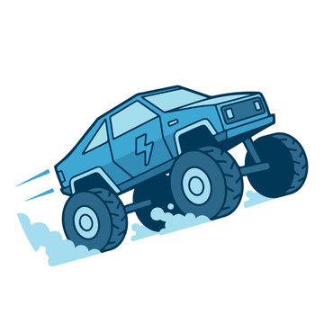 Monster Truck Off Road Vehicle Illustration, Big Wheel Pickup Truck Clipart Design, Extreme Sport Rally Car Graphic Art, 4x4 Adventure Truck Sticker Bundle, Mud Racing Vehicle Element Collection, Cool