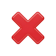 Obraz premium Glossy red X symbol on transparent background Keywords: ,png