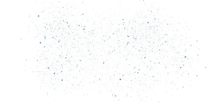 Blue grunge background fine particles spray and dust speckles scattered on white background