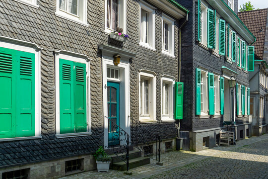 Lennep Remscheid Germany Traditional Slate Houses with Green Shutters in the Historic Old Town