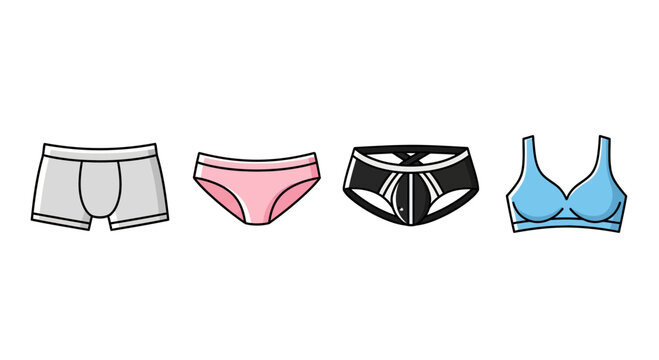 Diverse Underwear Collection: Boxers, Briefs, Jockstrap, and Bra Icons