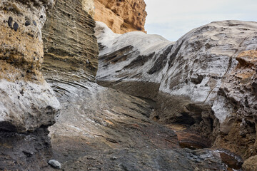Layered Sandstone Canyon Formations Shaped by Erosion