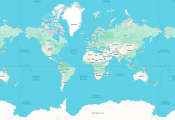 Detailed political world map with countries and capitals