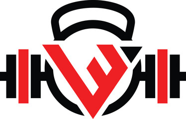 Letter W fitness gym monogram logo