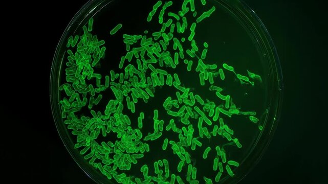 Close up green bacteria virus in the cavendish in a laboratorium