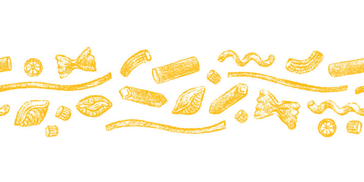 Italian pasta pattern sketch Seamless drawn border
