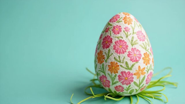 Easter egg decorated with paper napkins.