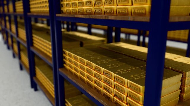 Gold Bars in Secure Vault, Wealth and Financial Security Concept