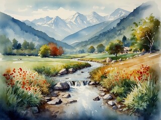 autumn landscape with mountains