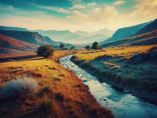 sunset in the mountains