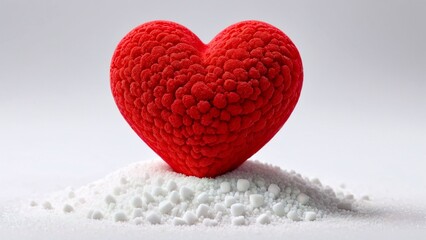 A vibrant pulse of ruby velvet resting upon a silent dunes of crystalline snow