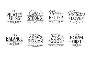 Fototapeta premium Pilates motivational phrases with artistic typography designs