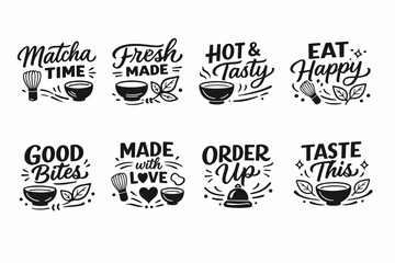 Fototapeta premium Collection of food and drink quotes with decorative elements