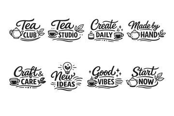 Fototapeta premium Inspirational tea quotes and motivational phrases for creativity and positivity