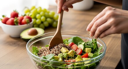Healthy Salad Preparation with Fresh Ingredients