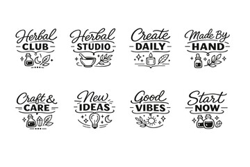 Fototapeta premium Handcrafted life quotes with herbal and creative themes in elegant black and white design