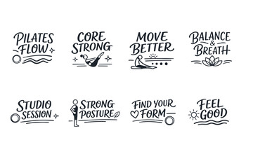 Fototapeta premium Inspirational fitness quotes collection for pilates and yoga enthusiasts
