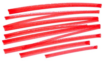 Obraz premium Red permanent marker thick strokes forming abstract shapes on white paper
