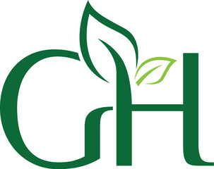 Letter GH leaf logo