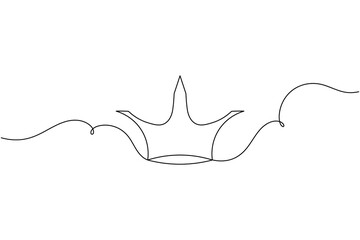 Royal crown icon continuous one line drawing on white background minimalist premium status symbol outline vector illustration