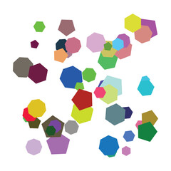 Colorful geometric pentagons shapes pattern, abstract background, for website or presentation, overlay effect, Isolated on transparent background, png