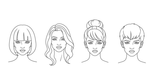 Diverse Hairstyles Collection: Bob, Wavy, Updo, and Pixie Cuts for Women