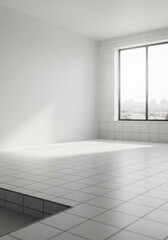 Fototapeta premium Bright bathroom softly illuminates serene empty space interior