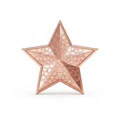 Obraz premium Ornate six-point star medallion with intricate design and copper finish displayed on a clean white surface from a front view