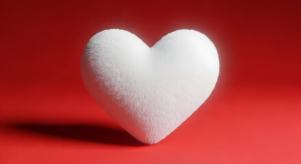 Obraz premium A white heart shaped object on a red background