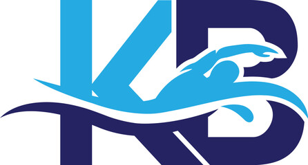 Vector KB monogram with swimming logo