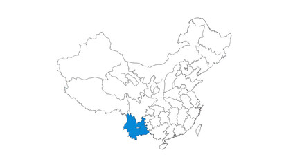 Fototapeta premium China Map with Fujian Province Marked Editable Outline Vector