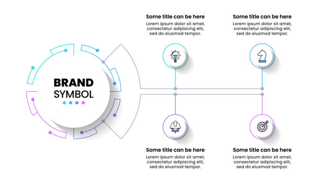 Infographic template. Circle with line and 4 connected points